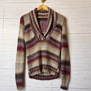 EDC by Esprit Sweater Womens Size M/8 Colorful Neutral Wool Blend Shawl Neckline